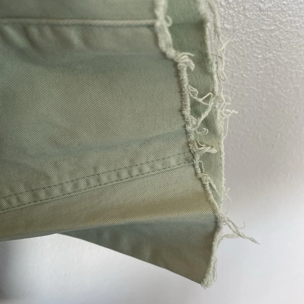 Forever 21 Light Green High Rise Wide Leg Casual Pants Women's‎ XS Fray Hem